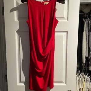 Michael Kors red dress with scrunching.